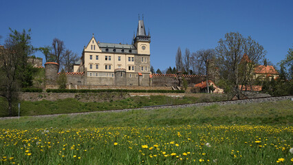 Beautiful historic chateau or castle on the hill in Zruc nad Sazavou, Czechia