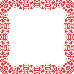 Traditional Chinese tracery red retro pattern decoration square frame