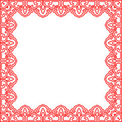 Traditional Chinese tracery red retro pattern decoration square frame