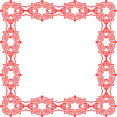 Traditional Chinese tracery red retro pattern decoration square frame