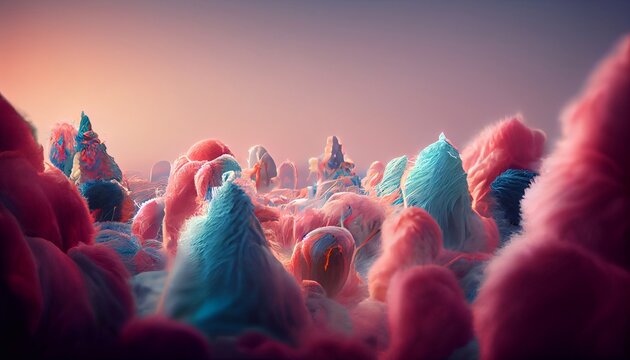 fluffy house made out of cotton candy clouds 