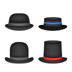 Set of Hat isolated on white background