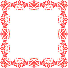 Traditional Chinese tracery red retro pattern decoration square frame