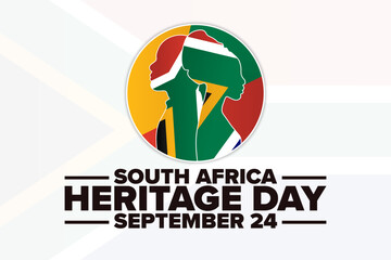 South Africa Heritage Day. September 24. Holiday concept. Template for background, banner, card, poster with text inscription. Vector EPS10 illustration.