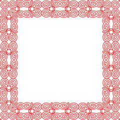 Traditional Chinese tracery red retro pattern decoration square frame