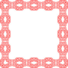 Traditional Chinese tracery red retro pattern decoration square frame
