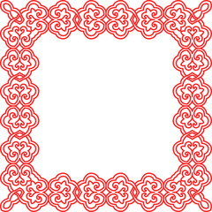 Traditional Chinese tracery red retro pattern decoration square frame