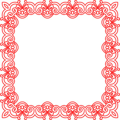 Traditional Chinese tracery red retro pattern decoration square frame