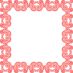 Traditional Chinese tracery red retro pattern decoration square frame