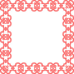 Traditional Chinese tracery red retro pattern decoration square frame