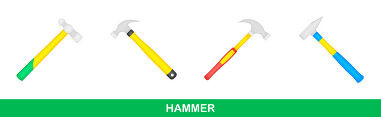 Set of Hammer isolated on white background