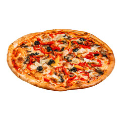 Pizza with mushrooms olives and vegetables
