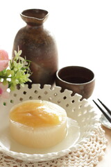 Japanese food, boiled radish and miso sauce for winter comfort food