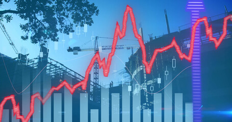 Image of data processing over cityscape