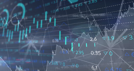 Image of data processing over blue background