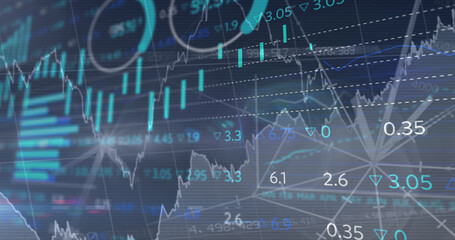 Image of data processing over blue background