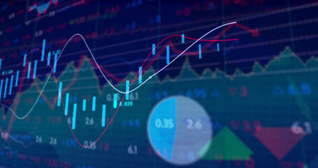 Image of data processing over blue background