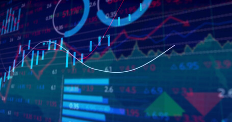 Image of data processing over blue background