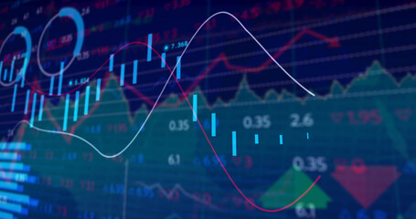 Image of data processing over blue background
