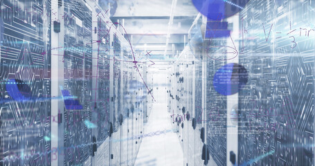 Fototapeta na wymiar Image of digital data processing over server room