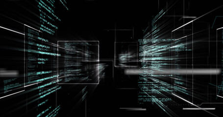 Image of data processing over dark background