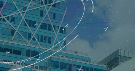 Image of scope scanning over cityscape