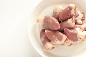 Chinese cooking, freshness chicken heart on dish for prepared  ingredient