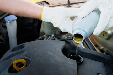 replacing engine oil in a car