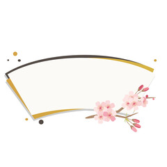 Fan shaped frame illustration with cherry blossom branche