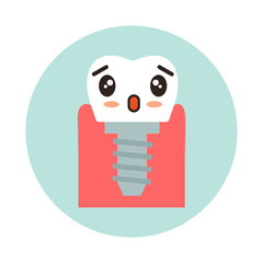 Dental implant. Dental restorations. Tooth with screw