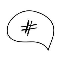 Chat icon. Number sign doodle isolated on white background.