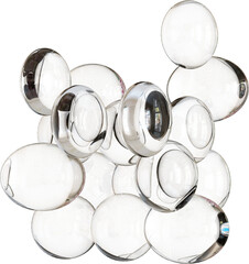 3d rendering. Abstract geometric shapes illustration. Modern minimal glass objects isolated on transparent background