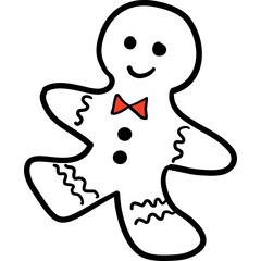 Cute Gingerbread character. Doodle style hand drawn vector illustration.