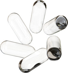 3d rendering. Abstract geometric shapes illustration. Modern minimal glass objects isolated on transparent background