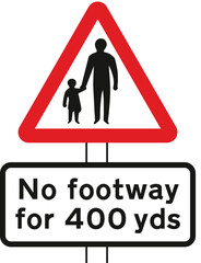 Pedestrians in road ahead, The Highway Code Traffic Sign, Signs giving orders, Signs with red circles are mostly prohibitive. Plates below signs qualify their message.