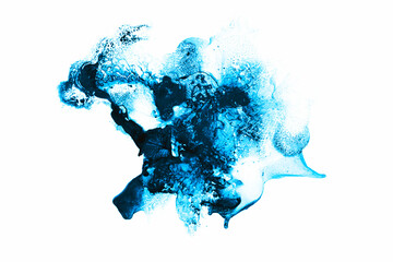 Abstract Blue watercolor ink spot picture 3 isolated on white.