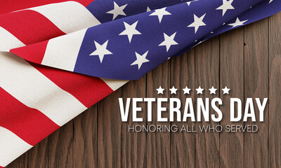 Fototapeta na wymiar Veterans day is observed every year on November 11, for honoring military veterans who have served in the United States Armed Forces. 3D Rendering