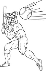 Fototapeta premium Bulldog Baseball Player Mascot Swinging Bat