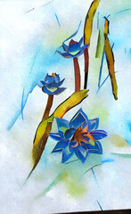 Fiore di loto blu - obrazy, fototapety, plakaty