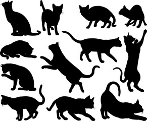Cat Silhouette Pet Animals Set