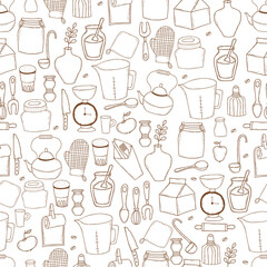Seamless pattern with kitchen items