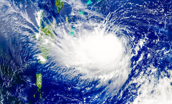 A hurricane seen from the space. Satellite view. Elements of this image furnished by NASA.