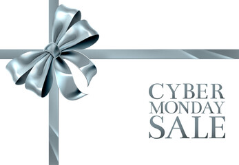 Cyber Monday Friday Sale Silver Ribbon Bow Design