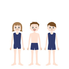 水着の男の子と女の子のイラスト・プライベートゾーン・性教育（白背景・ベクター・切り抜き）