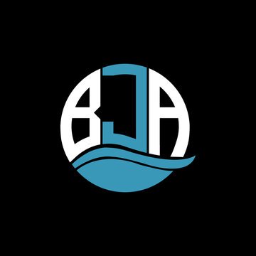 BJA logo monogram isolated on circle element design template, BJA letter logo design on black background. BJA creative initials letter logo concept. BJA letter design.
