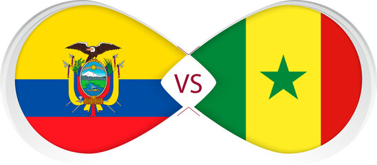 Ecuador vs Senegal  in Football Competition, Group A. Versus icon on Football background.