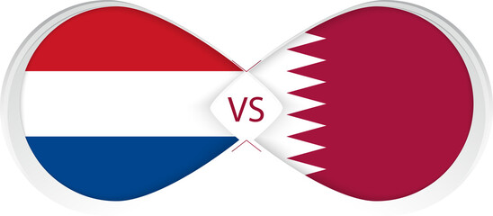 Netherlands vs Qatar  in Football Competition, Group A. Versus icon on Football background.