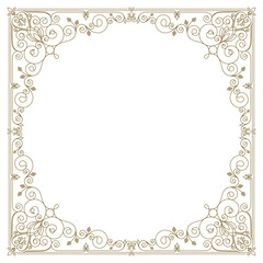 Vector retro classic line border square filigree. Isolated on white background.