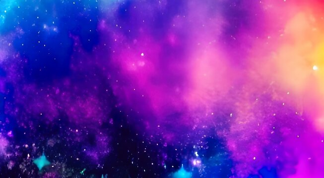 Beautiful colored space with stars. High quality photo illustration.