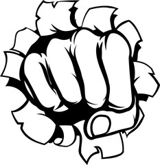 Punching Fist Through Background